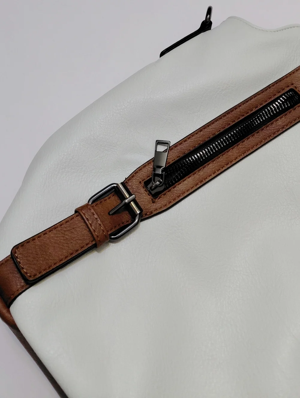 CLUCI Women’s Vegan Leather Cream  Hobo  Bag Large Tote with Brown Trim